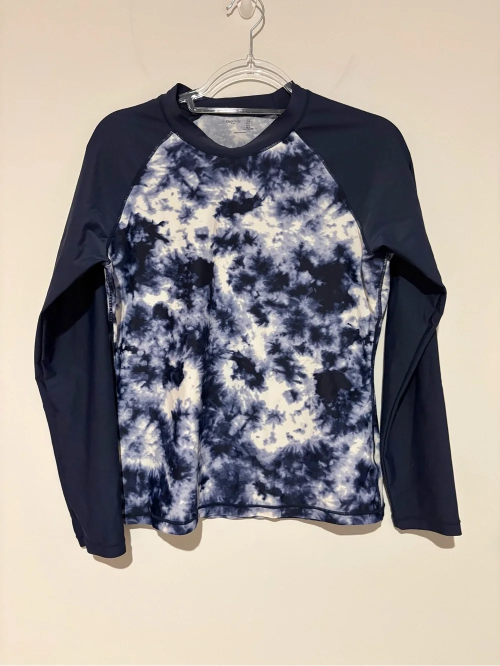 Gap Body Rashgaurd Long Sleeve Tie Dye Activewear Top Blue & White large